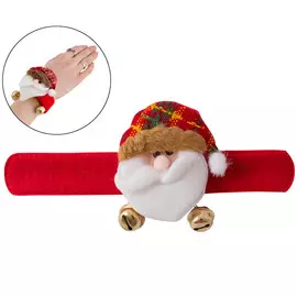 украшение Браслет Санта с колокольчиками 21,2см красный