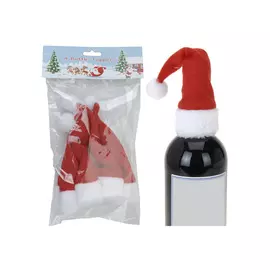 украшение на бутылку Колпак новогодний 4шт 20х7см красный