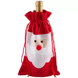 украшение на бутылку Мешок Деда Мороза 30х18см красный