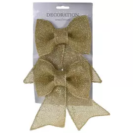 украшение на прищепке Бант 2шт 18см поливинил золотой