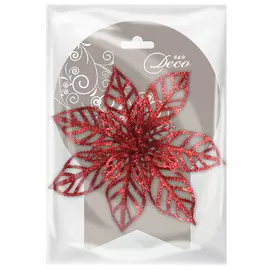 украшение на прищепке Цвет Рождества 13см пластик красный