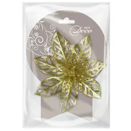 украшение на прищепке Цвет Рождества 13см пластик золото