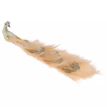 украшение Павлин на зажиме 24см золото