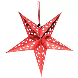 украшение подвесное Звезда 45см бумага красный
