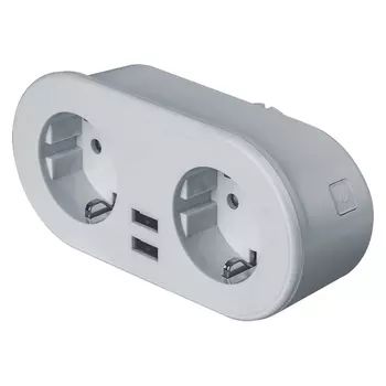 умная розетка 2 поста NAVIGATOR WiFi 10А с/з USB ручн/дист белый