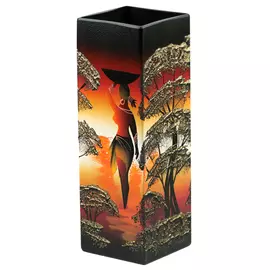 ваза Африканские мотивы 30см квадрат стекло ручная роспись