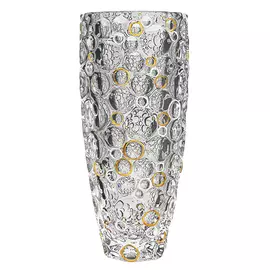 ваза JIHLAVA Lisboa Черные и золотые шары 35см хрусталь