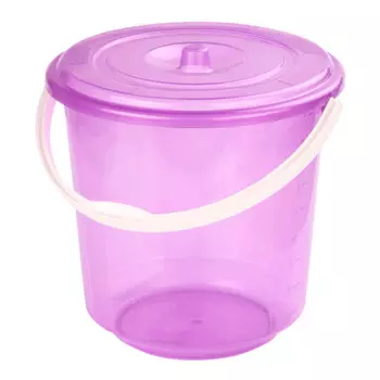 ведро Хозяюшка 10л круглое пластик с крышкой микс цвета