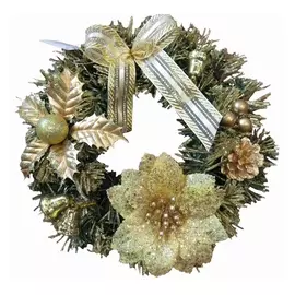 венок новогодний 25см с пуансеттией золотой