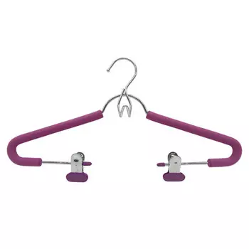 вешалка TODELIA 41см для легкой одежды и юбок металл с покрытием EVA с зажимами темно-фиолетовый