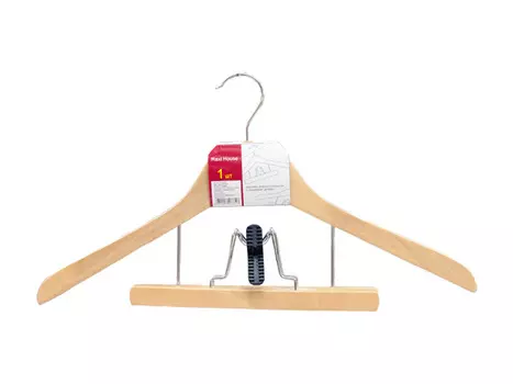 вешалка TODELIA 45см для брючного костюма дерево с зажимами цвет натуральный