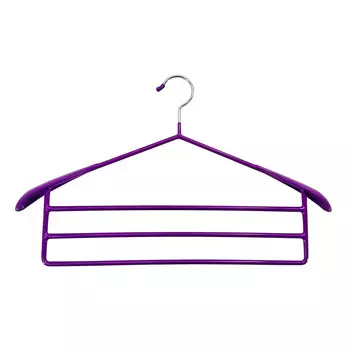 вешалка TODELIA 3 уровня 41х26см для брюк и рубашек металл с покрытием ПВХ темно-фиолетовый