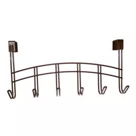 вешалка надверная 6крючков 400х50х250мм коричневая металл