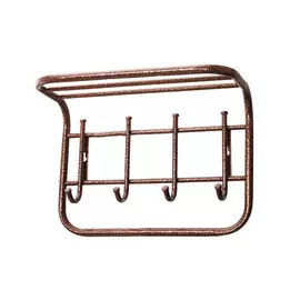 вешалка настенная с полкой 4крючка 400х210х280мм медный антик