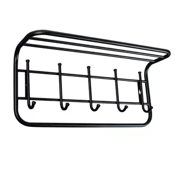 вешалка настенная с полкой 5 крючков 600х220х265мм черная