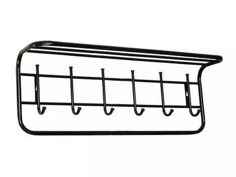 вешалка настенная с полкой 5 крючков 730х220х265мм черная