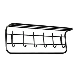 вешалка настенная с полкой 6крючков 725х220х265мм черная