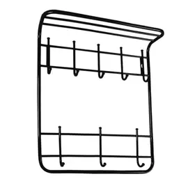 вешалка настенная с полкой 8крючков 600х220х575мм черная мета