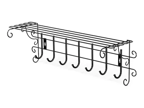 вешалка настенная с полкой SHEFFILTON 7 крючков 885х275х280мм черная