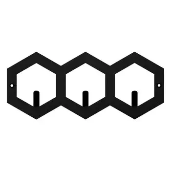 вешалка настенная Соты 3 крючка 320х138х28мм металл черная