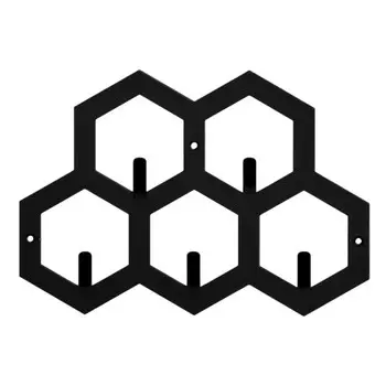 вешалка настенная Соты 5 крючков 520х138х28мм металл черная