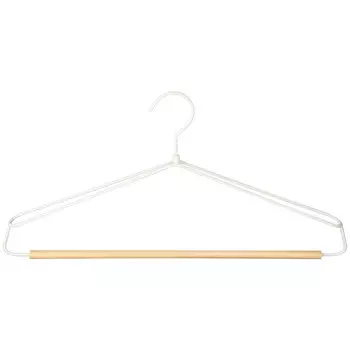 вешалка РЫЖИЙ КОТ 43см универсальная с широкими плечами, дерево, металл, с перекладиной, белый