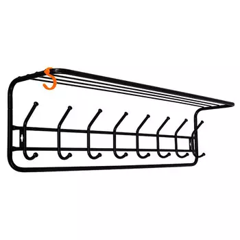 вешалка настенная с полкой 8 крючков 980х220х265мм черная