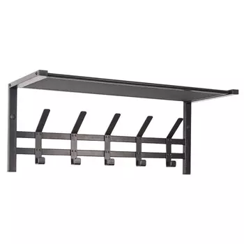 вешалка настенная с полкой Торонто 5 крючков 670х270х270мм черная