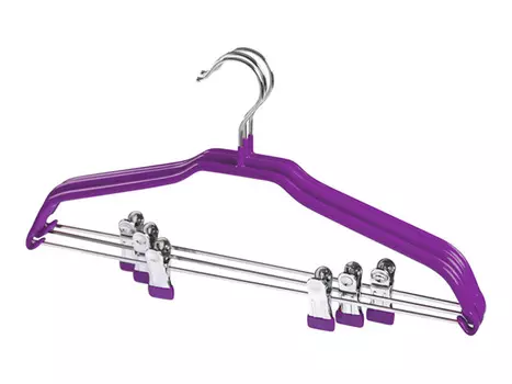 вешалка TODELIA 40см для легкой одежды и юбок металл с покрытием ПВХ с зажимами