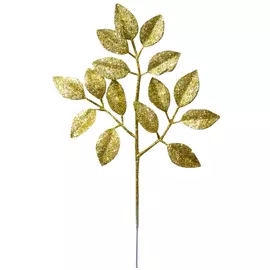 ветка глиттерная Золотые листики, золото
