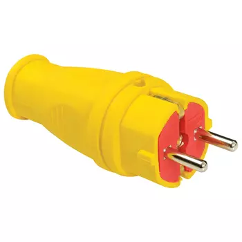 вилка 16А 250В евро прямая с/з евро каучук желтая