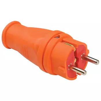 вилка 16А 250В евро прямая с/з евро каучук оранжевая