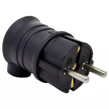 вилка BAYSAL ELEKTRIK 16А 230В каучук с/з угловая черный