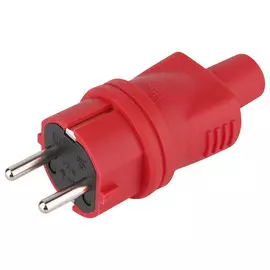 вилка кабельная каучуковая прямая DUWI с/з IP44 16A красная