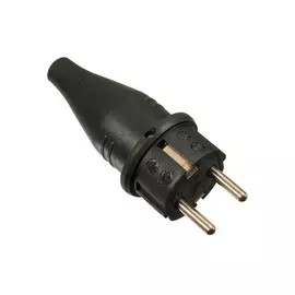 вилка резиновая круглая 16А/250В IP44 черный