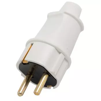 вилка штепсельная АВС пластик б/з 006Б 16А белый