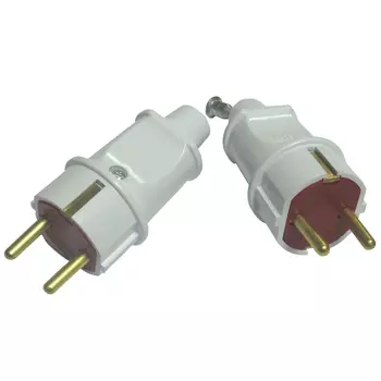 вилка штепсельная В16-006 б/з белый