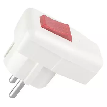 вилка угловая c выключателем DUWI с/з 16А 250В белая