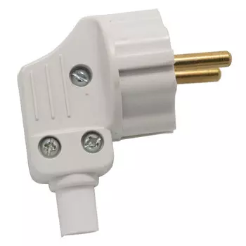 вилка угловая ЕВРО с заземлением белый
