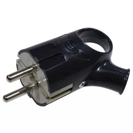 вилка угловая с ушком DUWI с/з 16А 250В черная