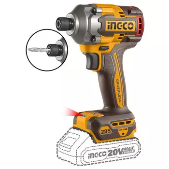 винтоверт ударный INGCO CIRLI2028 20В Li-Ion 2Ач 2АКБ бесщеточный