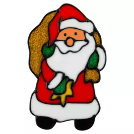 витраж Дед Мороз с подарками 15х9,5см ПВХ мультиколор