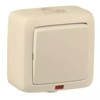 выключатель 1-клавишный HEGEL Alfa Aqua IP44 с индикацией слоновая кость