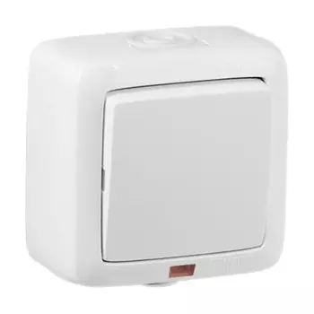 выключатель 1-клавишный HEGEL Alfa Aqua IP44 с индикацией белый