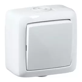 выключатель 1-клавишный HEGEL Alfa IP44 10А белый