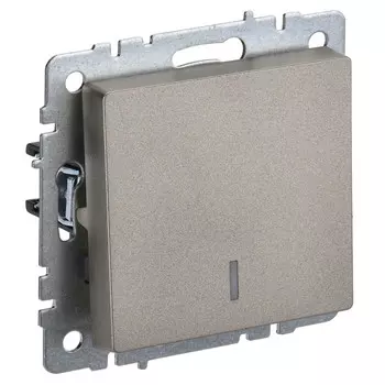 выключатель 1-клавишный IEK BRITE с индикацией 10А шампань