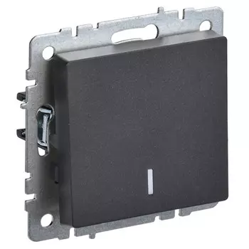 выключатель 1-клавишный IEK BRITE с индикацией 10А черный