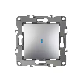 выключатель 1-клавишный ЭРА серия 12 с индикатором, алюминий