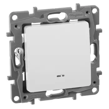 выключатель 1-клавишный LEGRAND Etika с индикацией белый