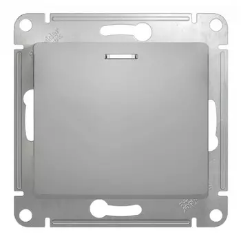 выключатель 1-клавишный SCHNEIDER ELECTRIC Glossa, с индикатором, алюминий